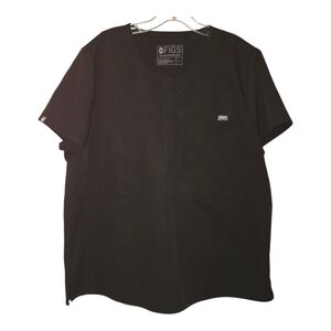 Figs three pocket black technical collection scrub top